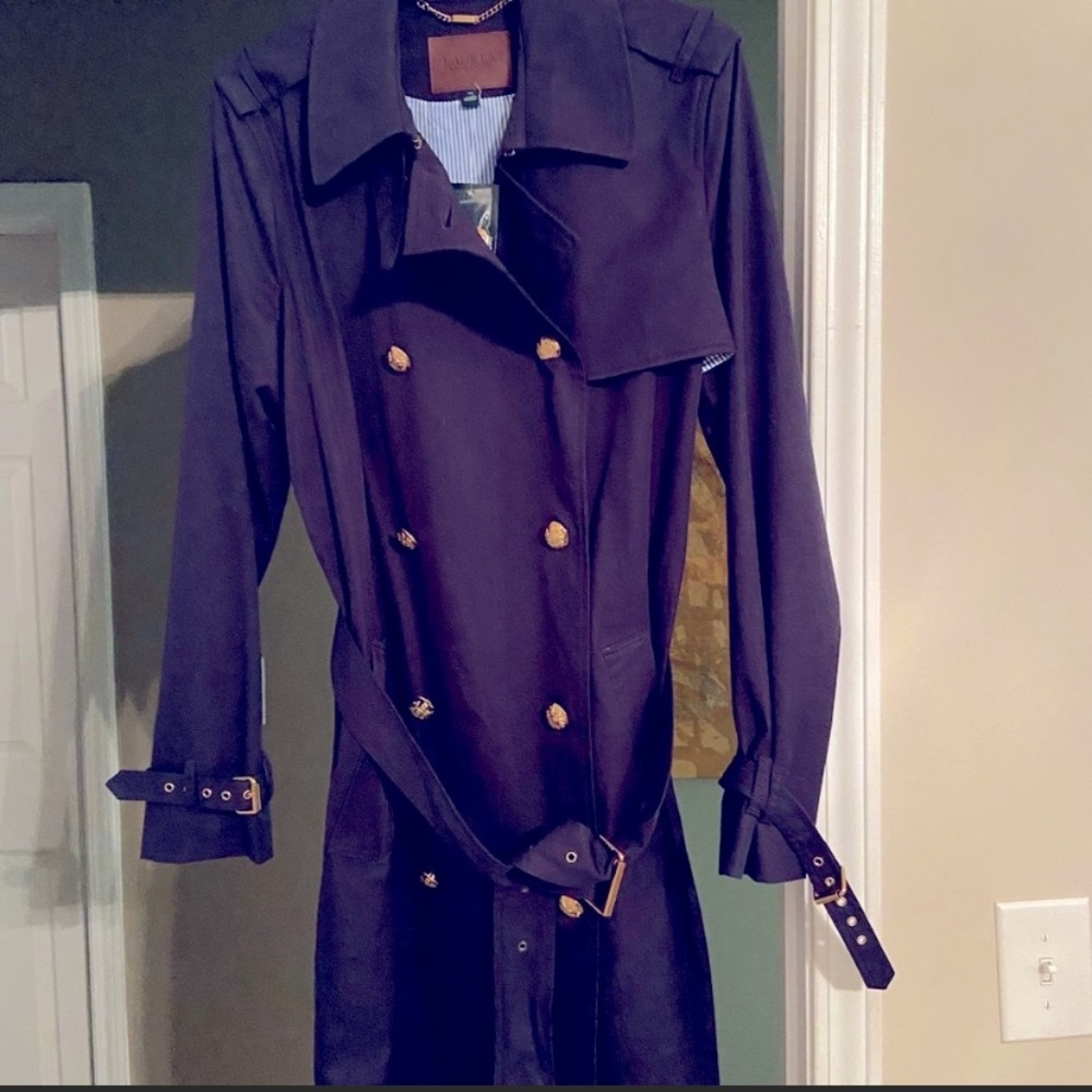 Ralph Lauren Twill Navy Trench Coat